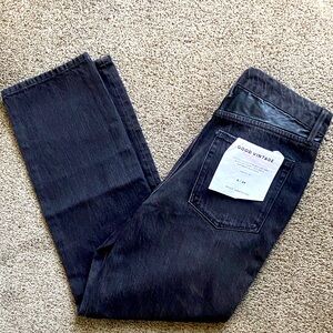 NWT New Good American Black denim straight leg Jeans women’s Sz 8